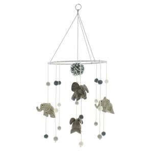Fiona Walker England Elephant Felt Mobile Gray Baby Decor
